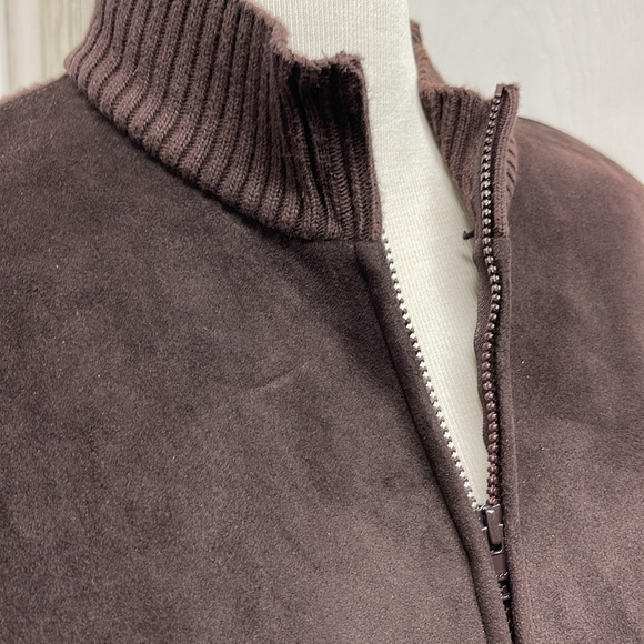 J.Jill Faux Suede Knit Expresso Brown Zippered Vest XL - Picture 3 of 9